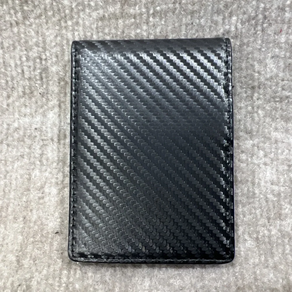 Travando Slim Carbon Fiber Style Wallet Money Clip RFID Front Pocket Black